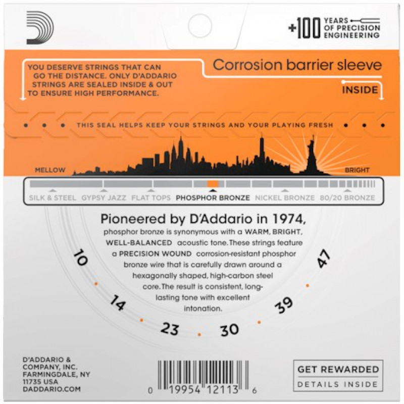 Daddario D'Addario EJ15 akustilise kitarri keeled, 10-47
