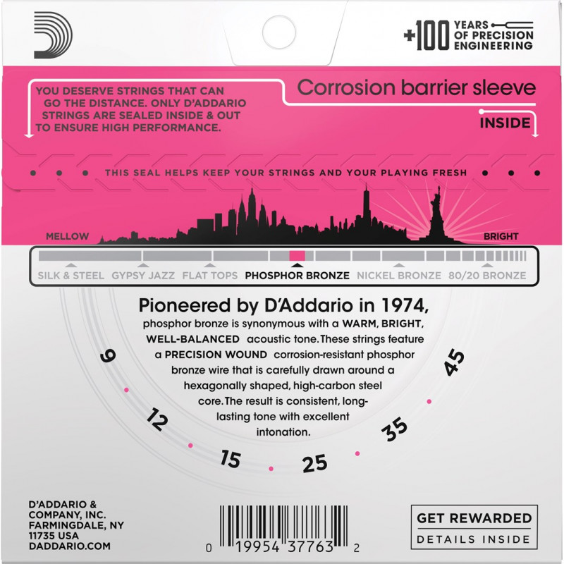 Daddario D'Addario EJ23 akustilise kitarri keeled, 9–45