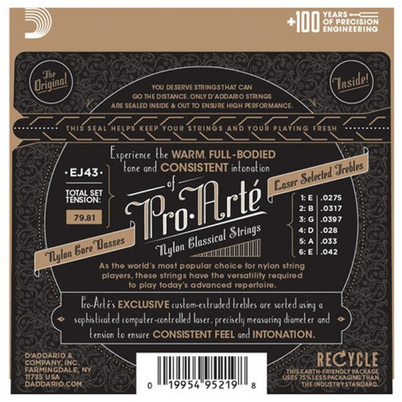 Daddario D'Addario EJ43 Pro-Arté Carbon klassikalise kitarri keeled