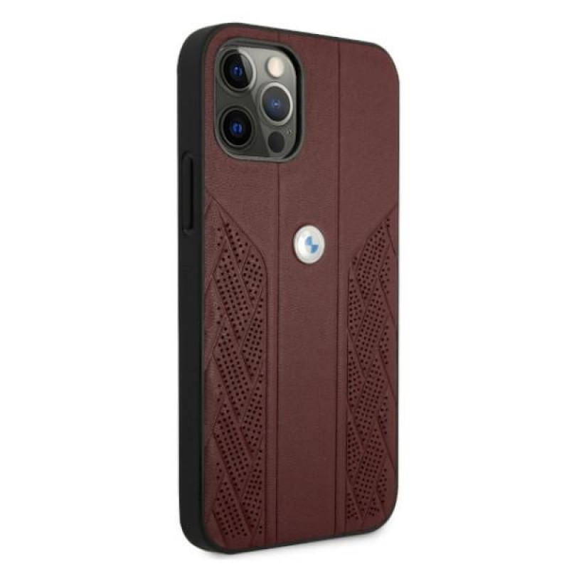 BMW BMHCP12MRSPPR Curve Perforate nahkne kõva ümbris mudelile Apple iPhone 12 / 12 Pro, punane