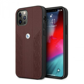 BMW BMHCP12LRSPPR Curve Perforate nahkne kõva ümbris mudelile Apple iPhone 12 Pro Max, punane