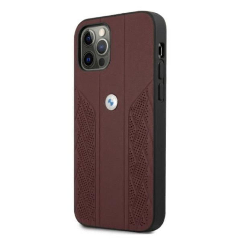 BMW BMHCP12LRSPPR Curve Perforate nahkne kõva ümbris mudelile Apple iPhone 12 Pro Max, punane