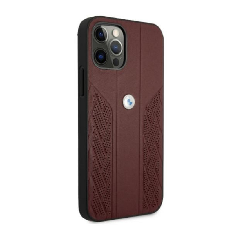 BMW BMHCP12LRSPPR Curve Perforate nahkne kõva ümbris mudelile Apple iPhone 12 Pro Max, punane