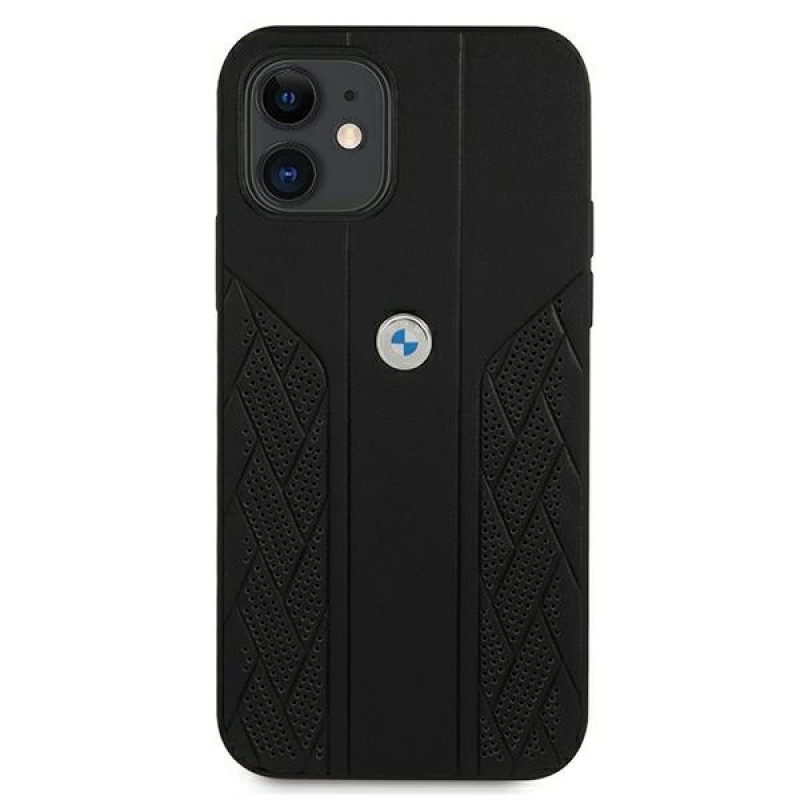 BMW BMHCP12SRSPPK Curve Perforate nahkne kõva ümbris mudelile Apple iPhone 12 mini, must