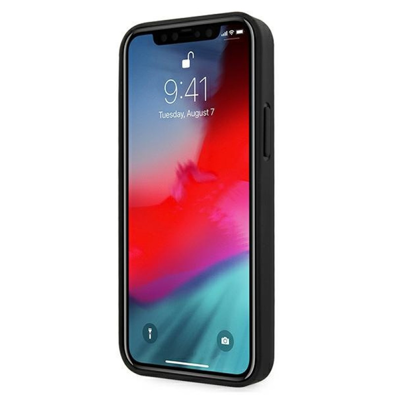 BMW BMHCP12SRSPPK Curve Perforate nahkne kõva ümbris mudelile Apple iPhone 12 mini, must