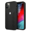 BMW BMHCP12MRSPPK Curve Perforate nahkne kõva ümbris mudelile Apple iPhone 12 / 12 Pro, must