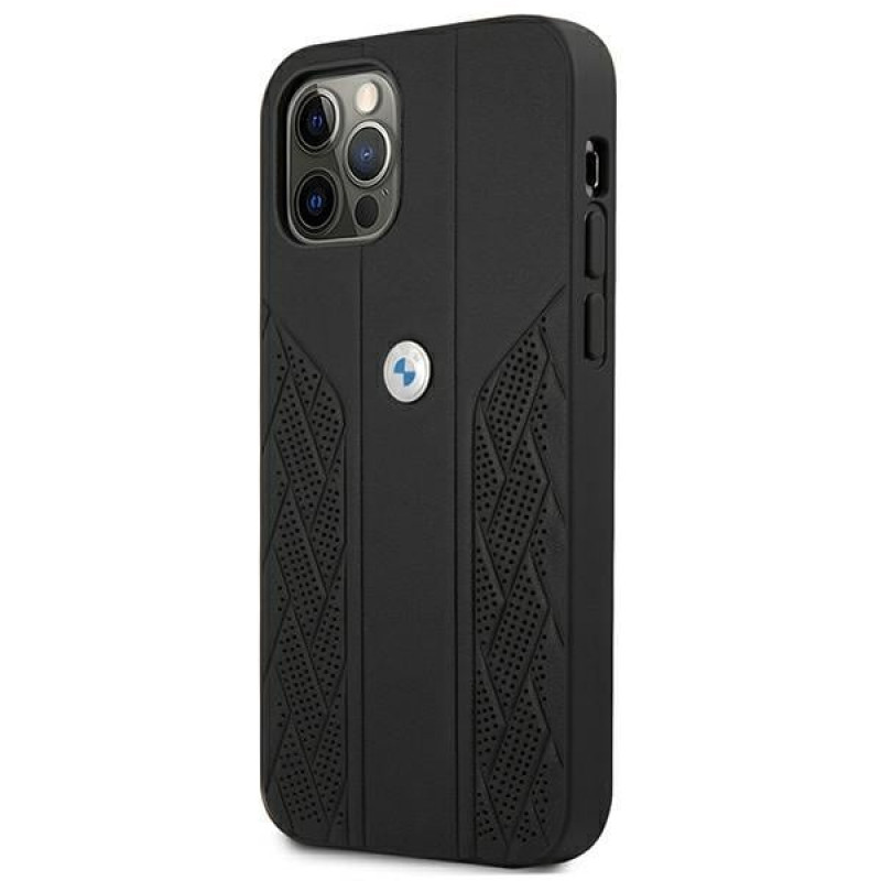BMW BMHCP12LRSPPK Curve Perforate nahkne kõva ümbris mudelile Apple iPhone 12 Pro Max, must