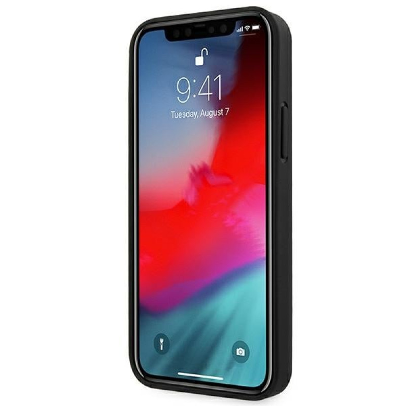 BMW BMHCP12LRSPPK Curve Perforate nahkne kõva ümbris mudelile Apple iPhone 12 Pro Max, must