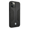 BMW BMHCP12MRSCSK Perforate Sides nahkne kõva ümbris mudelile Apple iPhone 12 / 12 Pro, must