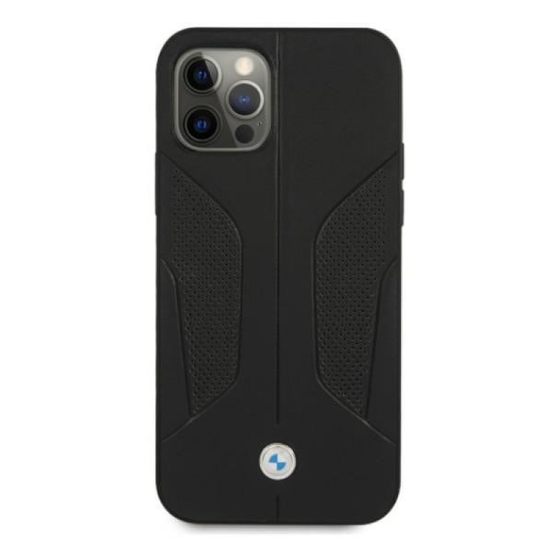 BMW BMHCP12LRSCSK Perforate Sides nahkne kõva ümbris mudelile Apple iPhone 12 Pro Max, must