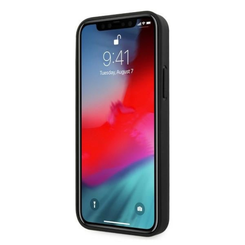 BMW BMHCP12LRSCSK Perforate Sides nahkne kõva ümbris mudelile Apple iPhone 12 Pro Max, must