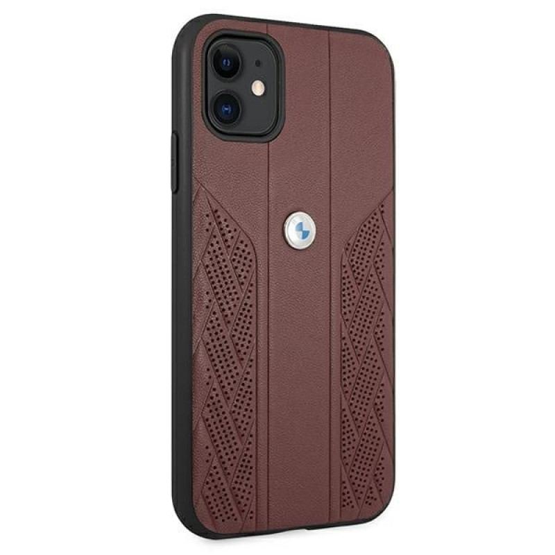BMW BMHCN61RSPPR Leather Curve Perforate kõva ümbris Apple iPhone 11 jaoks, punane