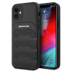 Mercedes-AMG AMHCP12SGSEBK Leather Debossed Lines kõva ümbris Apple iPhone 12 mini jaoks, must