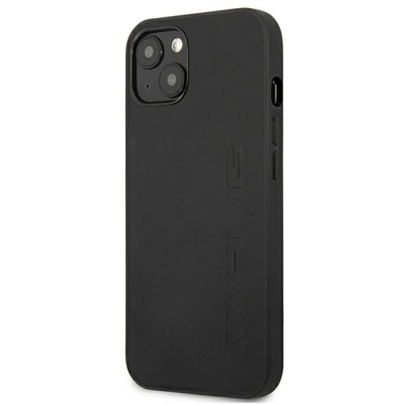 Mercedes-AMG AMHCP13MDOLBK Leather Hot Stamped kõva ümbris Apple iPhone 13 jaoks, must