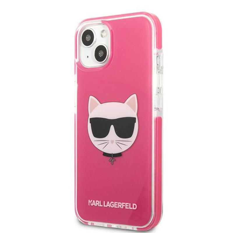 Karl Lagerfeld KLHCP13STPECPI kõva ümbris Apple iPhone 13 mini 5,4″ jaoks, Choupette Head, fuksiapunane