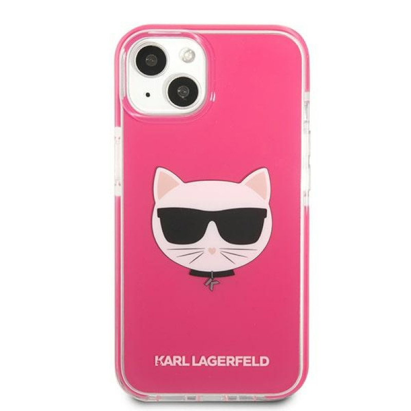 Karl Lagerfeld KLHCP13STPECPI kõva ümbris Apple iPhone 13 mini 5,4″ jaoks, Choupette Head, fuksiapunane