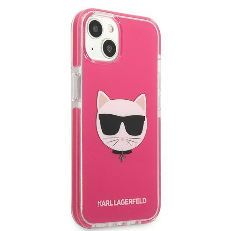 Karl Lagerfeld KLHCP13STPECPI kõva ümbris Apple iPhone 13 mini 5,4″ jaoks, Choupette Head, fuksiapunane