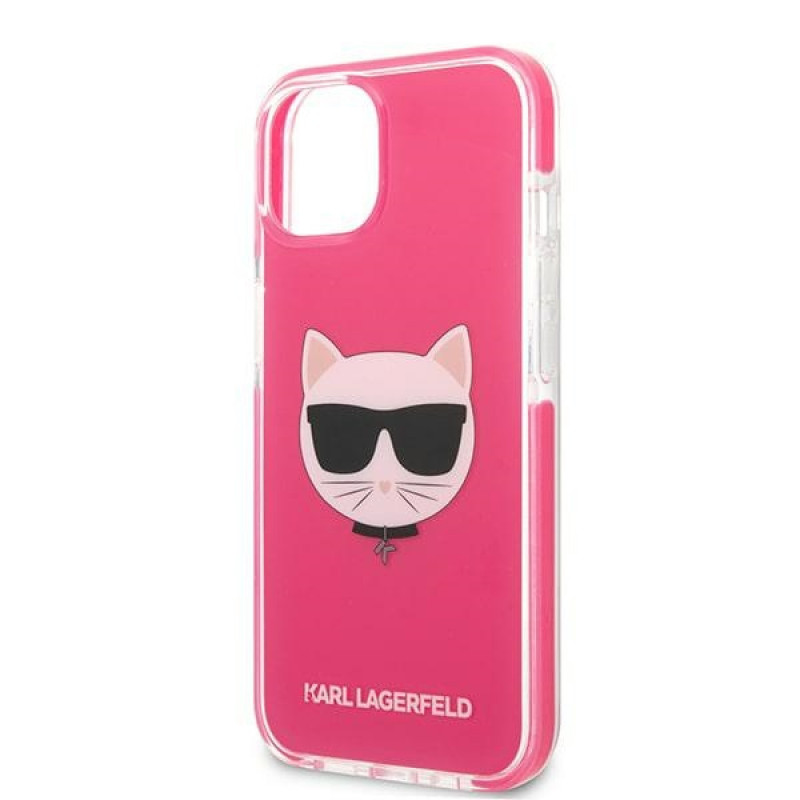 Karl Lagerfeld KLHCP13STPECPI kõva ümbris Apple iPhone 13 mini 5,4″ jaoks, Choupette Head, fuksiapunane