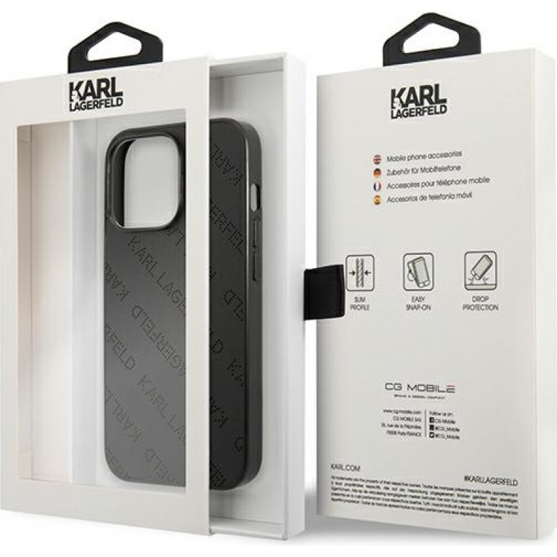 Karl Lagerfeld KLHCP13LPTLK kõva ümbris Apple iPhone 13 Pro jaoks, Perforated Allover, must