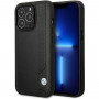 BMW BMHCP14L22RBDK Leather Blue Dots kõva ümbris telefonile iPhone 14 Pro 6,1", must