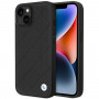 BMW BMHCP14S22RQDK Leather Quilted kõva ümbris telefonile iPhone 14 6,1", must