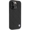 BMW BMHCP14L22RQDK Leather Quilted kõva ümbris telefonile iPhone 14 Pro 6,1", must