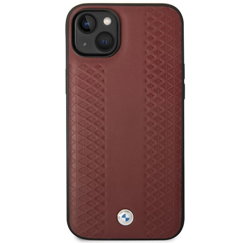 BMW BMHCP14S22RFGR Leather Diamond Pattern kõva ümbris telefonile iPhone 14 6,1", bordoopunane