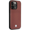 BMW BMHCP14L22RFGR Leather Diamond Pattern kõva ümbris telefonile iPhone 14 Pro 6,1", bordoopunane