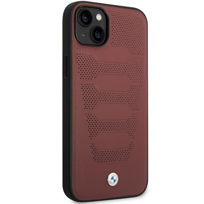 BMW BMHCP14S22RPSR ümbris iPhone 14, bordoopunane, Leather Seats Pattern