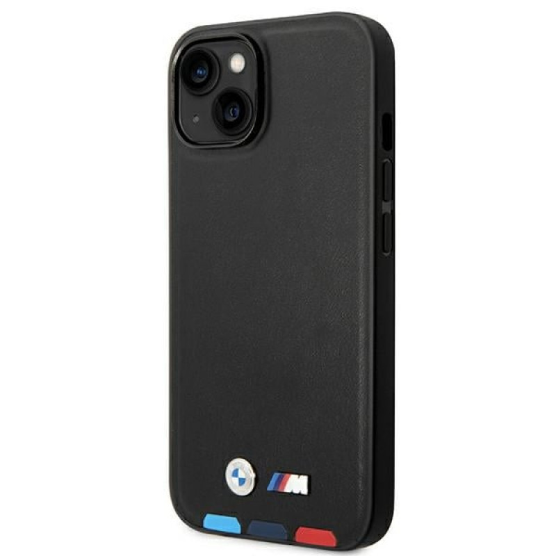BMW BMHCP14M22PTDK ümbris iPhone 14 Plus, must, Leather Stamp Tricolor