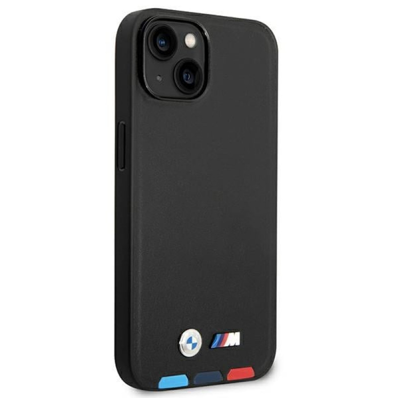 BMW BMHCP14M22PTDK ümbris iPhone 14 Plus, must, Leather Stamp Tricolor