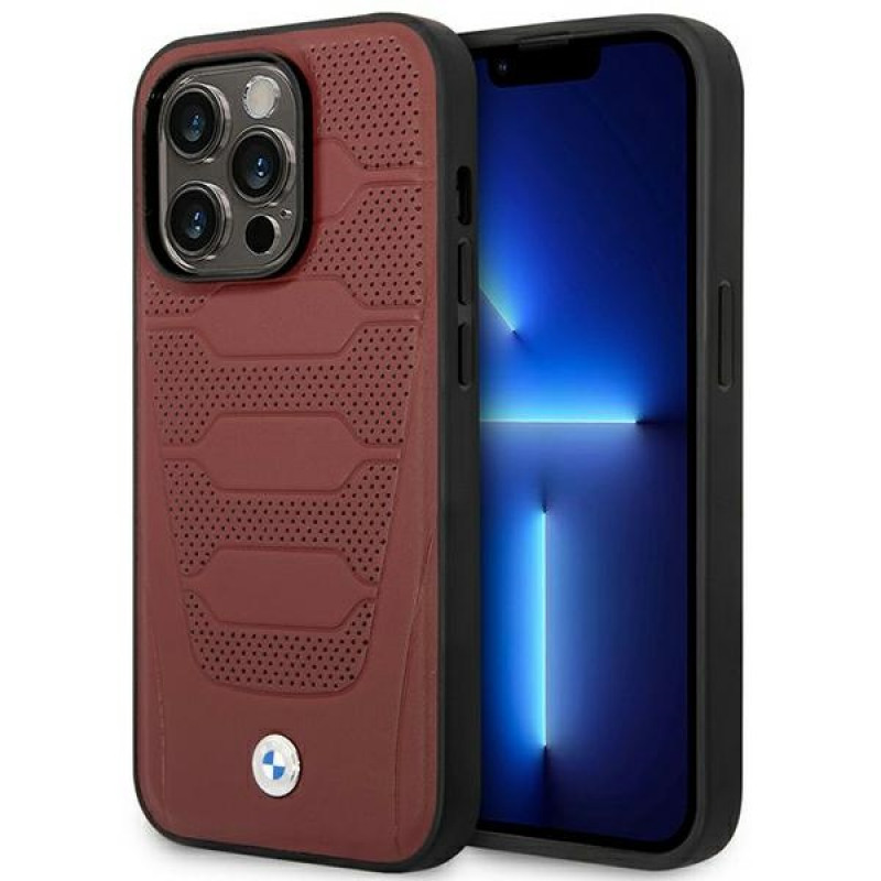 BMW BMHMP14X22RPSR Leather Seats Pattern MagSafe ümbris telefonile Apple iPhone 14 Pro Max 6,7″, bordoo