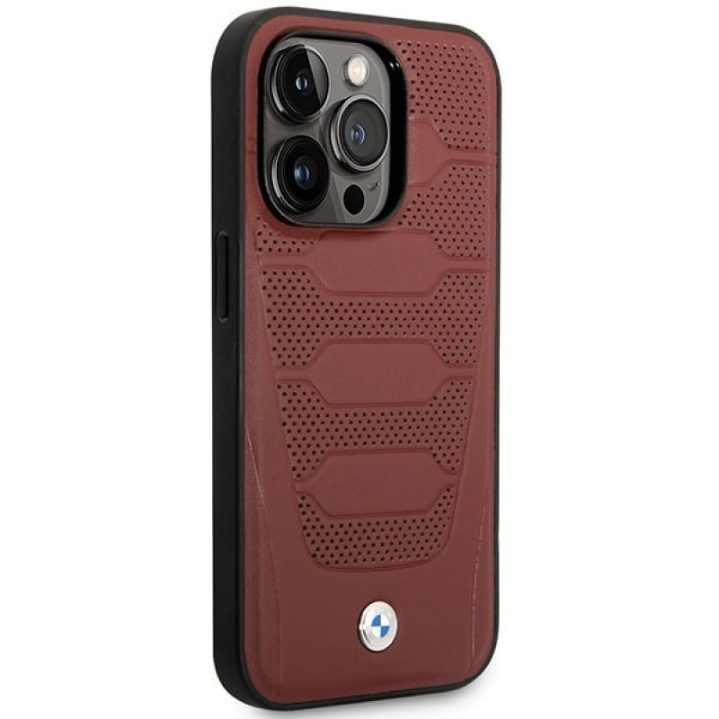 BMW BMHMP14X22RPSR Leather Seats Pattern MagSafe ümbris telefonile Apple iPhone 14 Pro Max 6,7″, bordoo