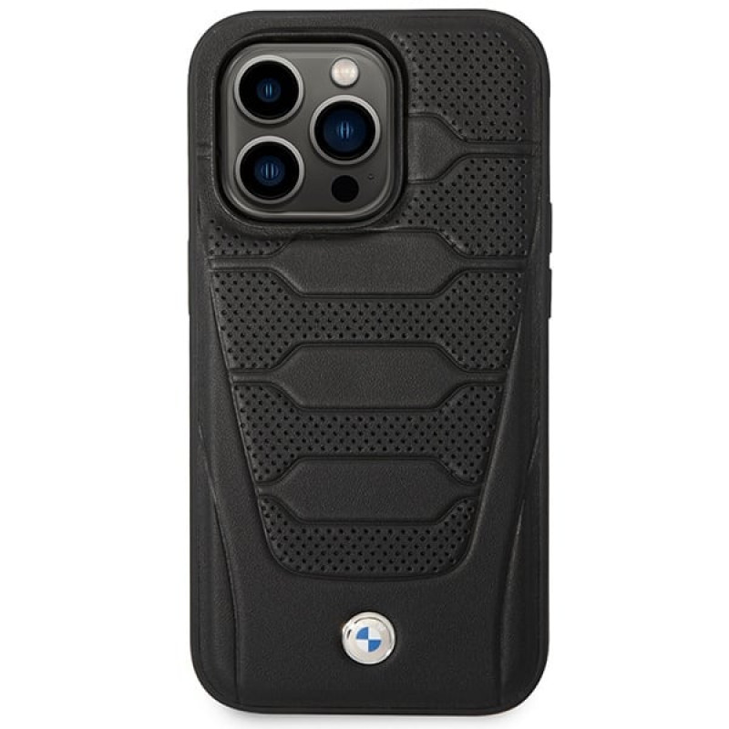 BMW BMHMP14L22RPSK Leather Seats Pattern MagSafe ümbris telefonile Apple iPhone 14 Pro 6,1″, must