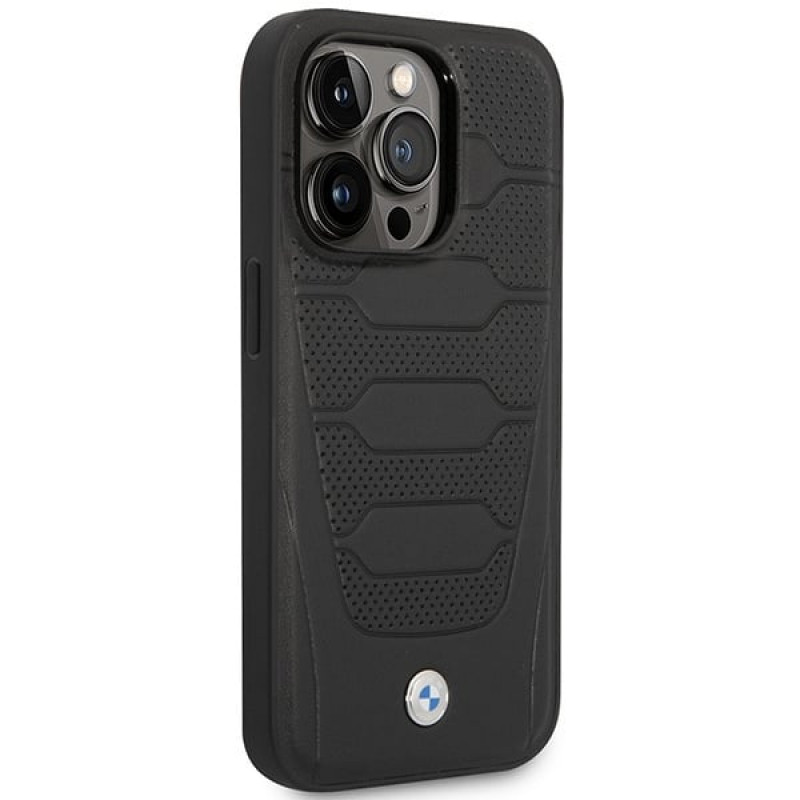 BMW BMHMP14X22RPSK Leather Seats Pattern MagSafe ümbris telefonile Apple iPhone 14 Pro Max 6,7″, must
