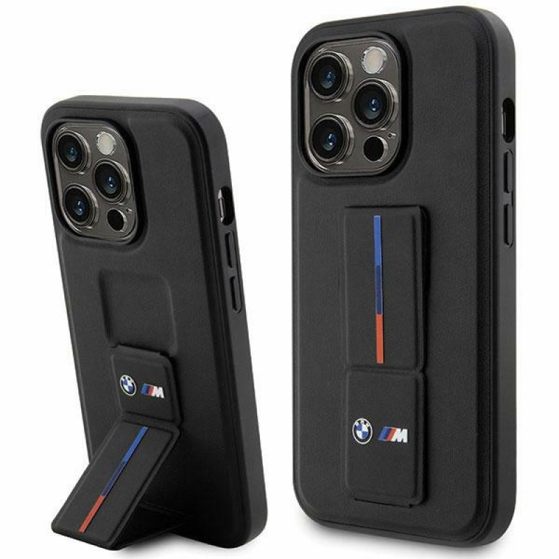 BMW BMHCP14X22GSLK Grip Stand Hot Stamp kõva ümbris, sobib mudelile Apple iPhone 14 Pro Max, must
