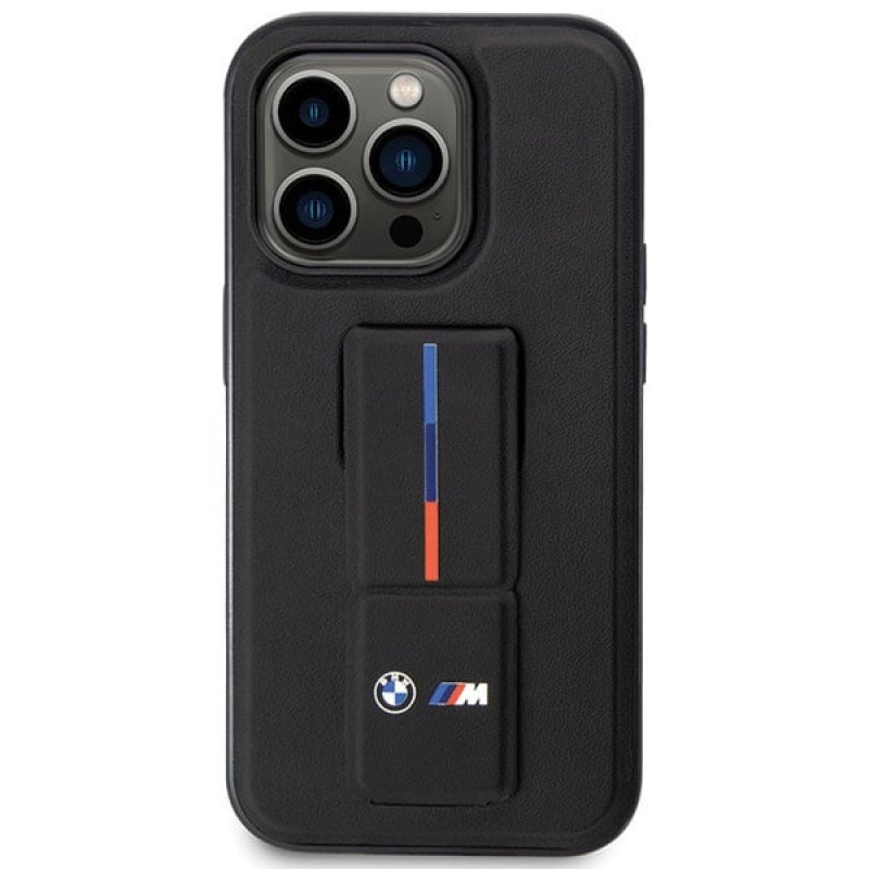 BMW BMHCP14X22GSLK Grip Stand Hot Stamp kõva ümbris, sobib mudelile Apple iPhone 14 Pro Max, must