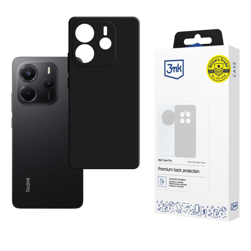 3MK Matt Case Pro ümbris Xiaomi Redmi Note 14 4G jaoks, must