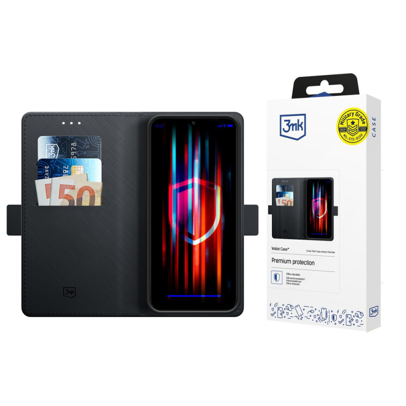 3MK Wallet Case raamatutüüpi telefoniümbris Samsung Galaxy S25 Edge jaoks, must