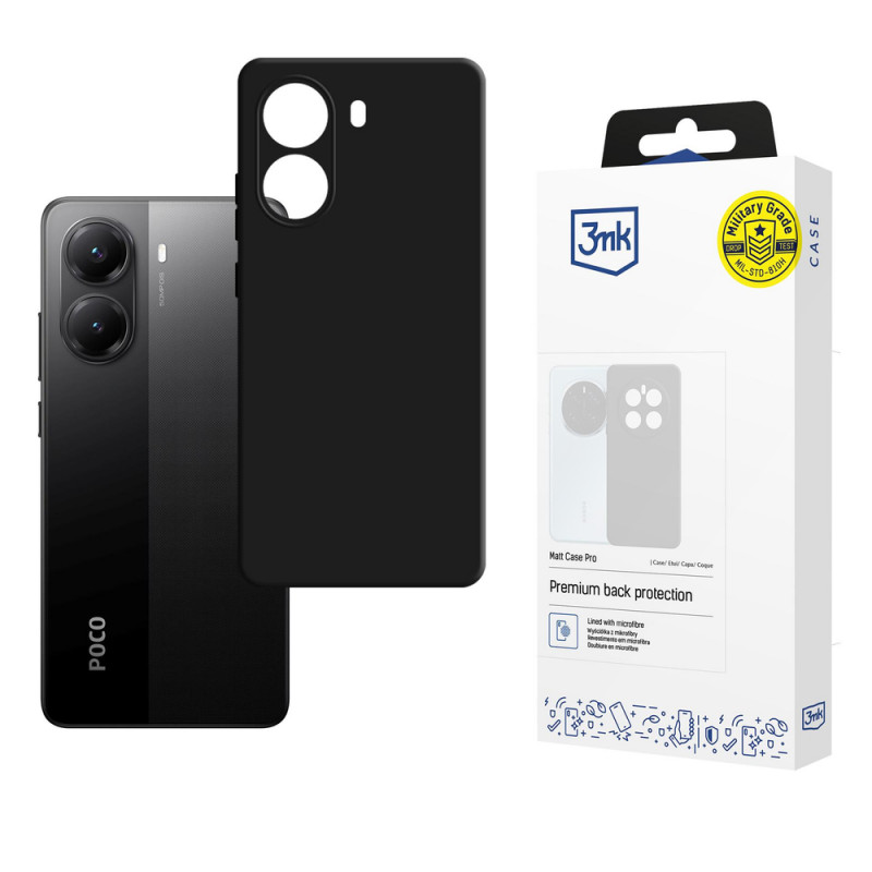3MK Matt Case Pro telefoniümbris Poco X7 Pro 5G jaoks, must