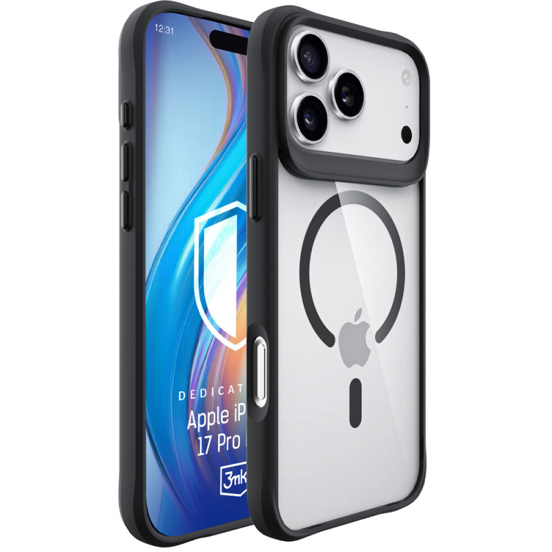 3mk Satin Armor MagCase ümbris Apple iPhone 17 Pro Max, läbipaistev must