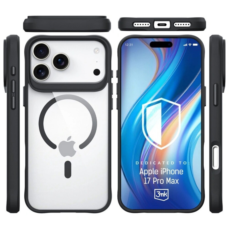 3mk Satin Armor MagCase ümbris Apple iPhone 17 Pro Max, läbipaistev must