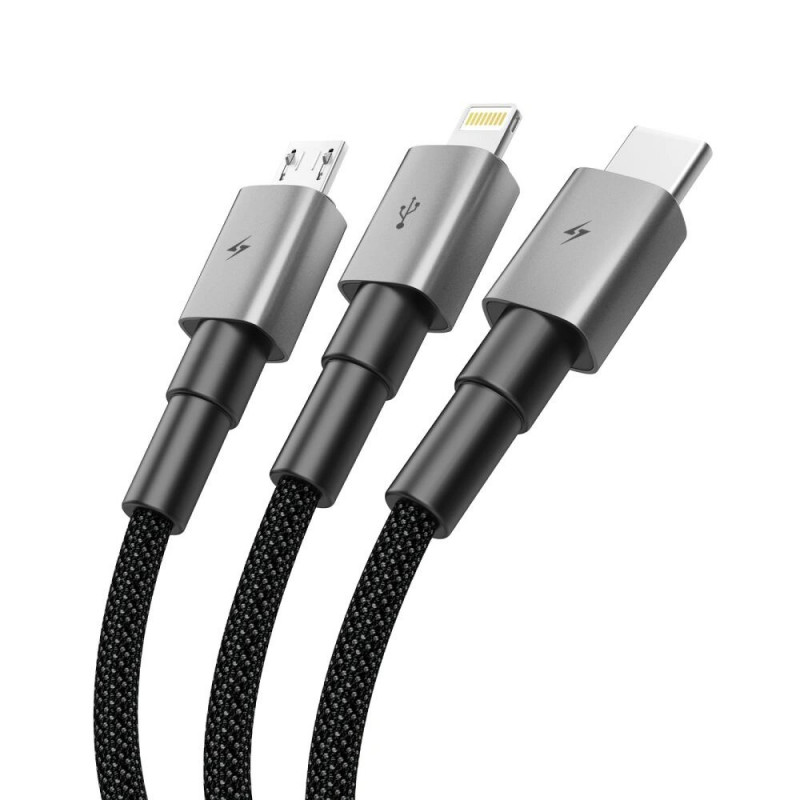 Tech-Protect UltraBoost DNA 3-ühes kaabel USB-A - Lightning / USB-C / Micro-USB, 3 A, 120 cm, raudhall