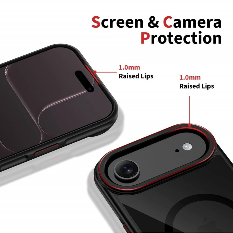Tech-Protect MagHybrid MagSafe ümbris Apple iPhone Air'ile, must/punane