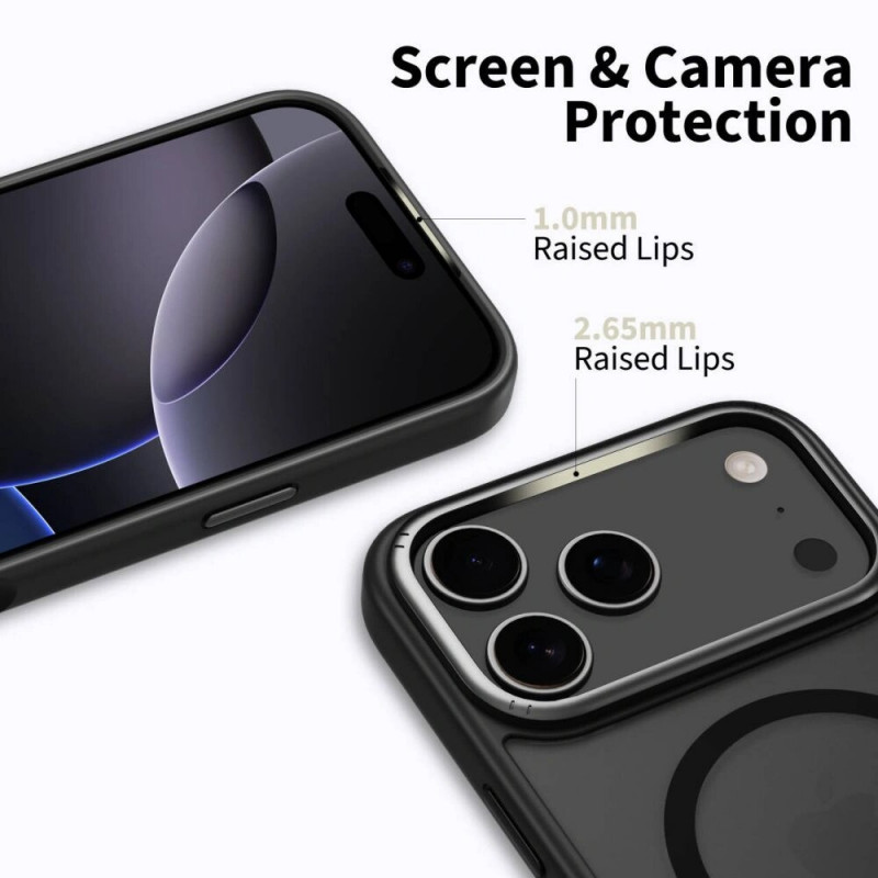 Tech-Protect MagEdge MagSafe ümbris Apple iPhone 17 Pro jaoks, matt must / tume metallhall