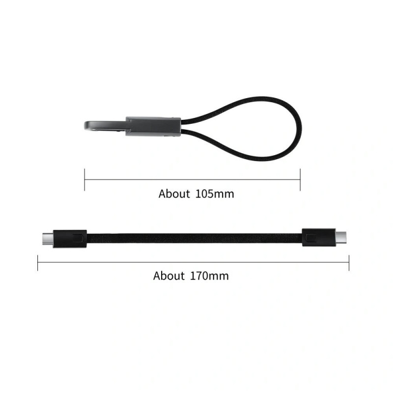 Tech-Protect Ultraboost DNA USB-C / USB-C kaabel võtmehoidjaga PD 60W / 3A, 17 cm, raudhall