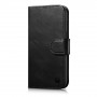 iCarer Oil Wax Wallet Case 2in1 nahast kaanega ümbris iPhone 14 Plus jaoks, Anti-RFID, must (WMI14220723-BK)