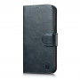 iCarer Oil Wax Wallet Case 2in1 nahast kaanega ümbris iPhone 14 Plus jaoks, Anti-RFID, sinine (WMI14220723-BU)