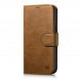 iCarer Oil Wax Wallet Case 2in1 nahast kaanega ümbris iPhone 14 Plus jaoks, Anti-RFID, pruun (WMI14220723-TN)