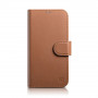 iCarer Wallet Case 2in1 nahast kaanega ümbris iPhone 14 Plus jaoks, Anti-RFID, pruun (WMI14220727-BN)